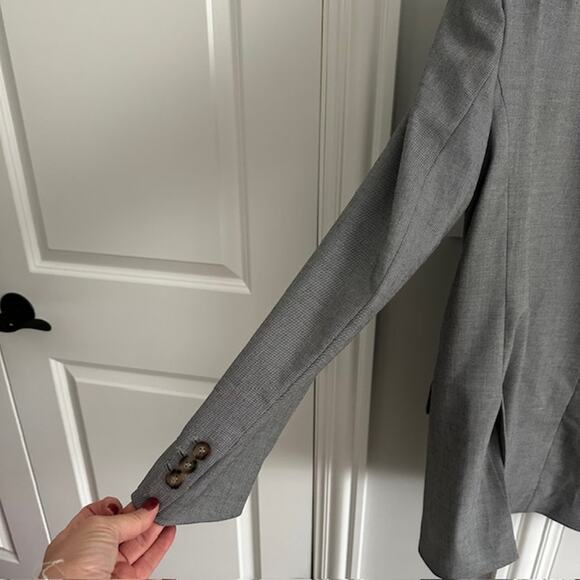 ZARA Gray Tailored Double Button Blazer Women's Small Glen 540 - Picture 7 of 10